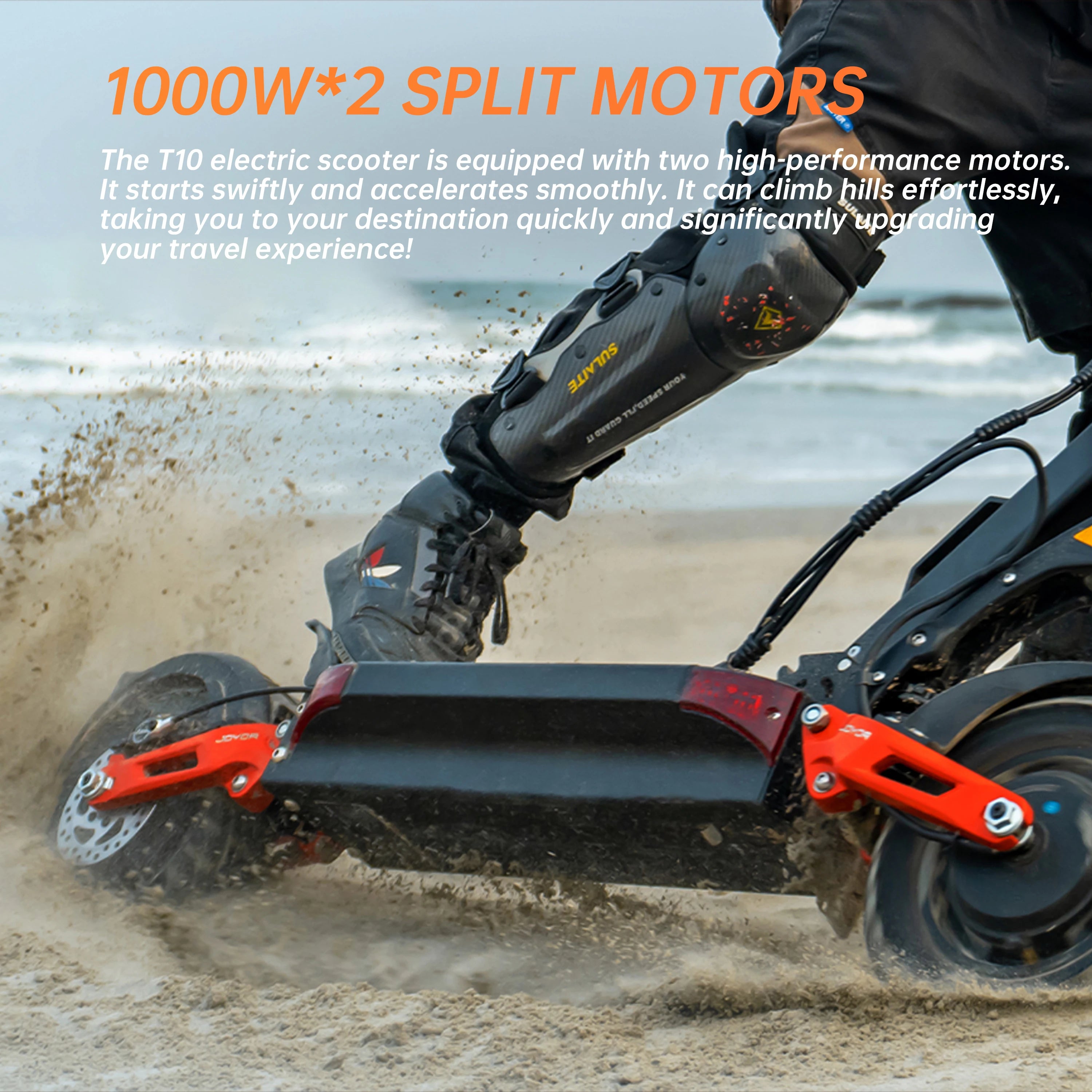 JOYOR T10 Flagship Electric Scooter 1000W Dual Motors 3600W Peak 37MPH 60V18Ah Battery 45 Miles Dual-Arm Suspension Dual Hydraulic Disc Brakes Anti-skid 10Inch OffRoad Tires High Speed Stability Aluminum Alloy Frame Foldable