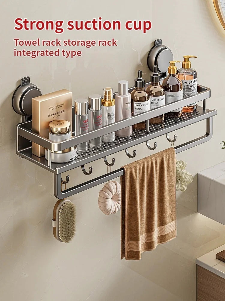 No Drill Bathroom Suction Cup Storage Shelf Storage Shelf Bathroom Perforation-Free Wall Hanging Vanity Toilet Triangle Basket R