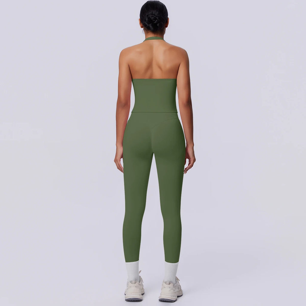 2PCS Woman Yoga Set Solid Color Sexy Fitness Top Summer Gym Workout High Stretch Female Pants Sports Fitness Clothing Yoga Set