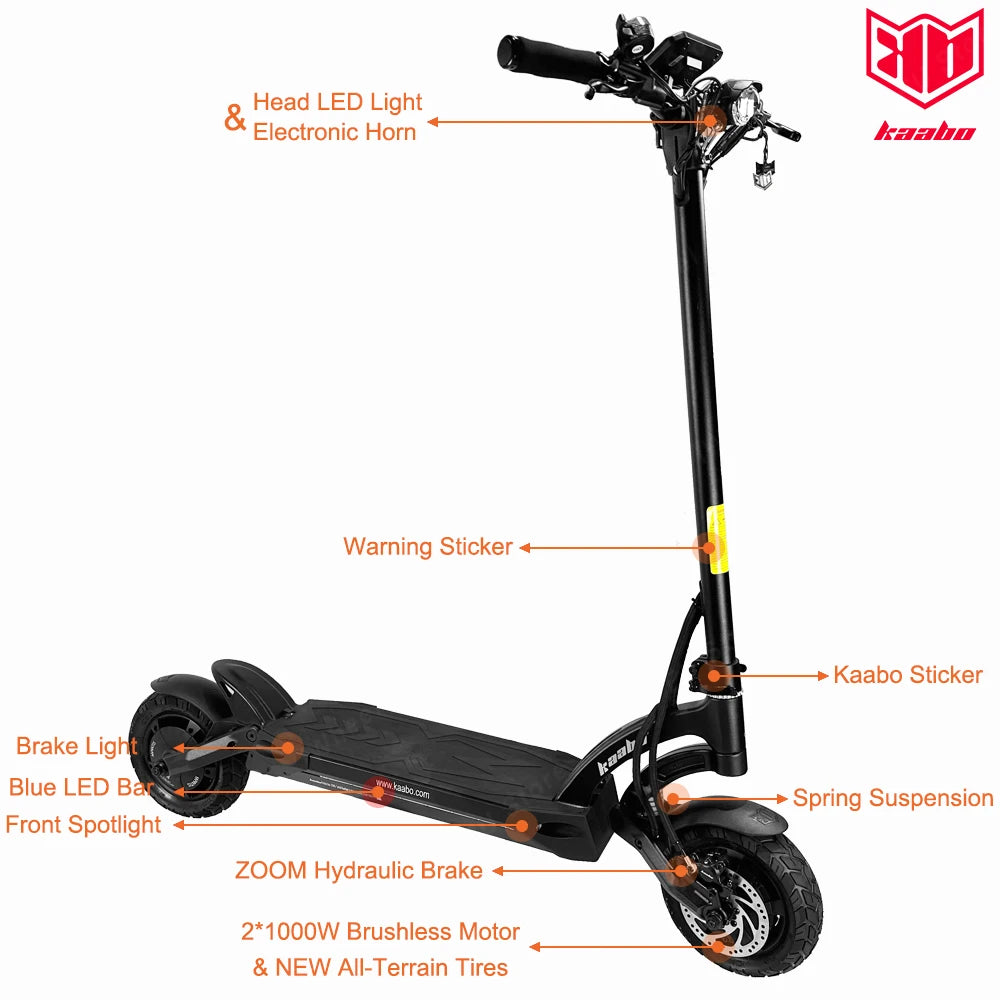 Kaabo Mantis 10 60V 18.2Ah with Center Display Dual Motor 2*1000W Top Speed 60km/h Kaabo Mantis 10 Scooter Full Hydraulic Brake