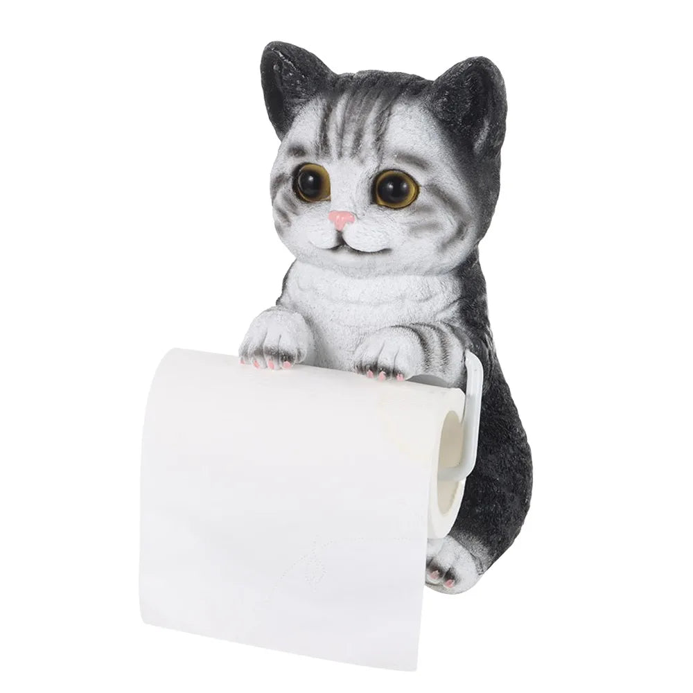 Resin Cat Toilet Paper Holder Wall Mounted Storage Dispenser Bathroom Paper Towel Dispenser Kitchen Tissue Dispenser