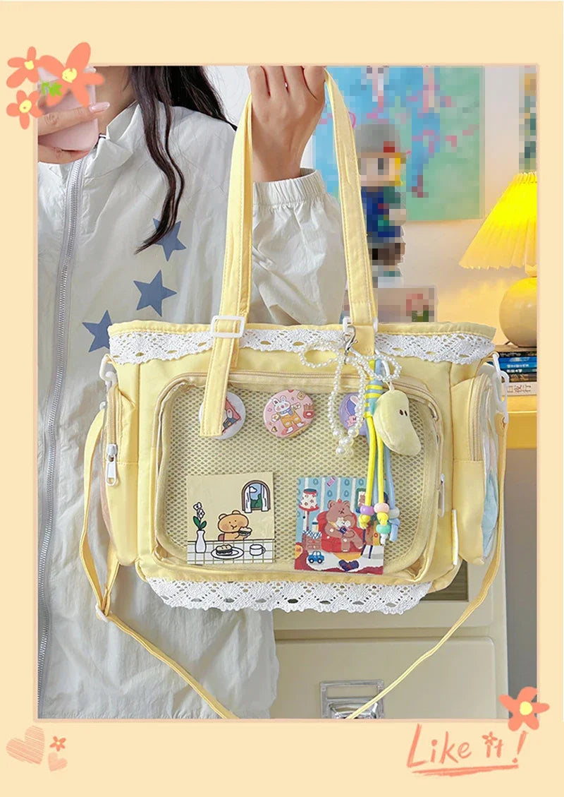 Large Capacity Ita Bag Anime Two-dimension Lolita Tote Bag Clear Window Crossbody Shoulder Bag Handbag Gift For Friends