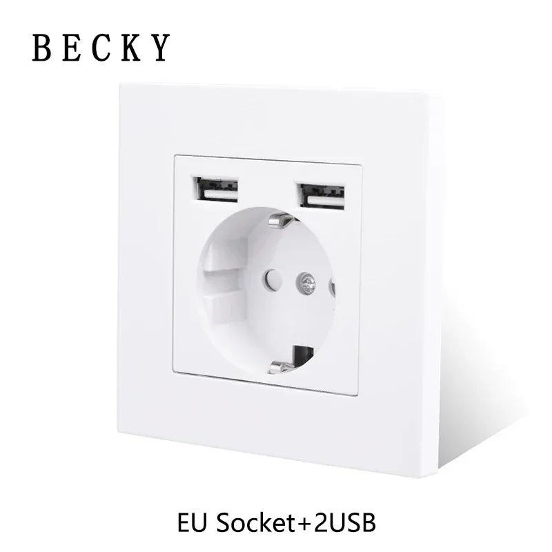 White Tempered Glass Work Driving Arm Wall Light Switch Led Indicator Light EU UK Standard 1/2/3/4gang Bedroom Usb Switch Socket