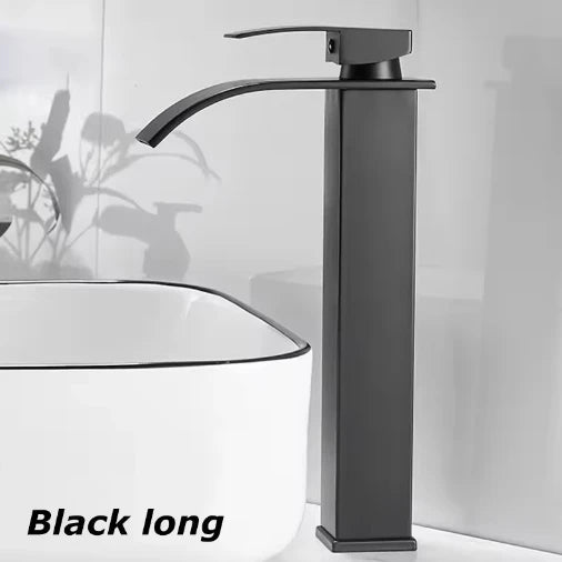 Waterfall Wash Basin Stainless Steel High And Low Faucet Black Hot And Cold Toilet Wash Basin Bathroom