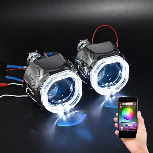 Ronan 2.5 Bixenon 8.1 Projector Lens HID Use H1 Bulb H1 H4 H7 Socket with LED Optical Angel Eyes Integration Shrouds Retrofit