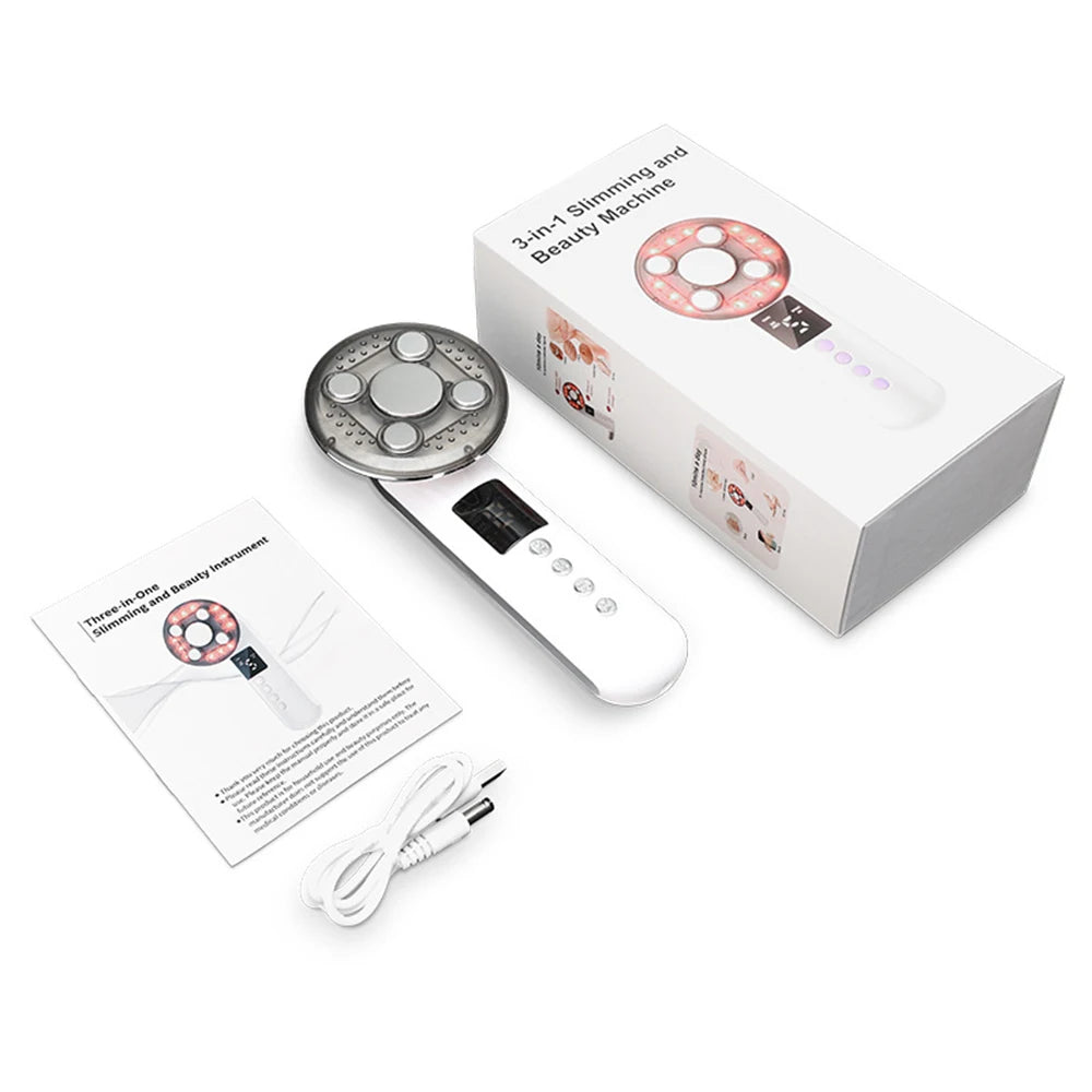 3 IN 1 EMS Ultrasound Machine Body Slimming Vibrating Massager Anti-Cellulite Fat Burner Facial RF Infrared EMS LED Light Device