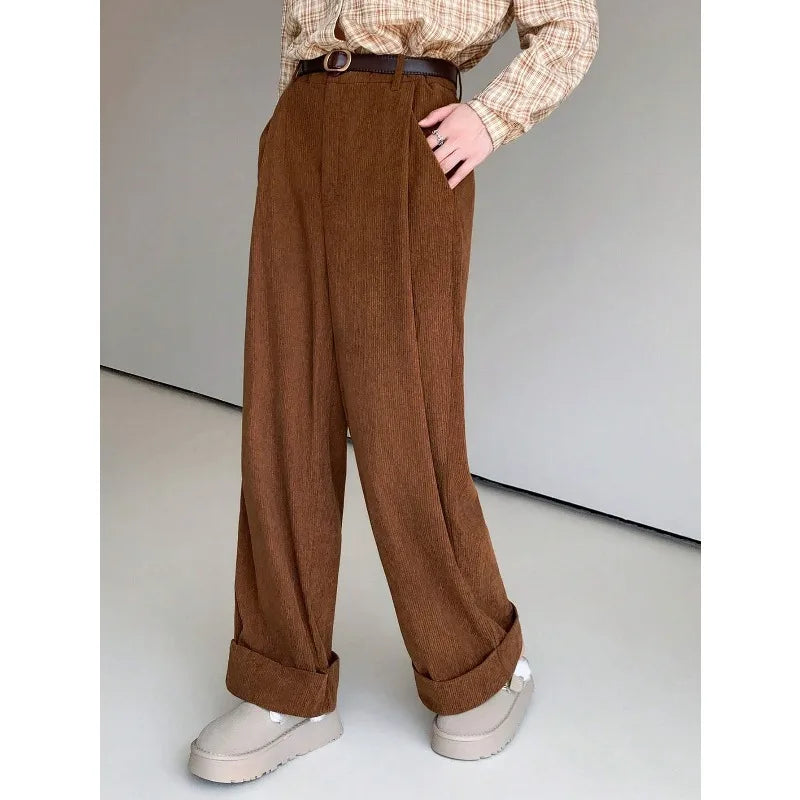 Loose and Lazy Elastic Waist Slimming Wide-leg Casual Pants, Trendy and Versatile Autumn Wide-leg Pants for Short Women