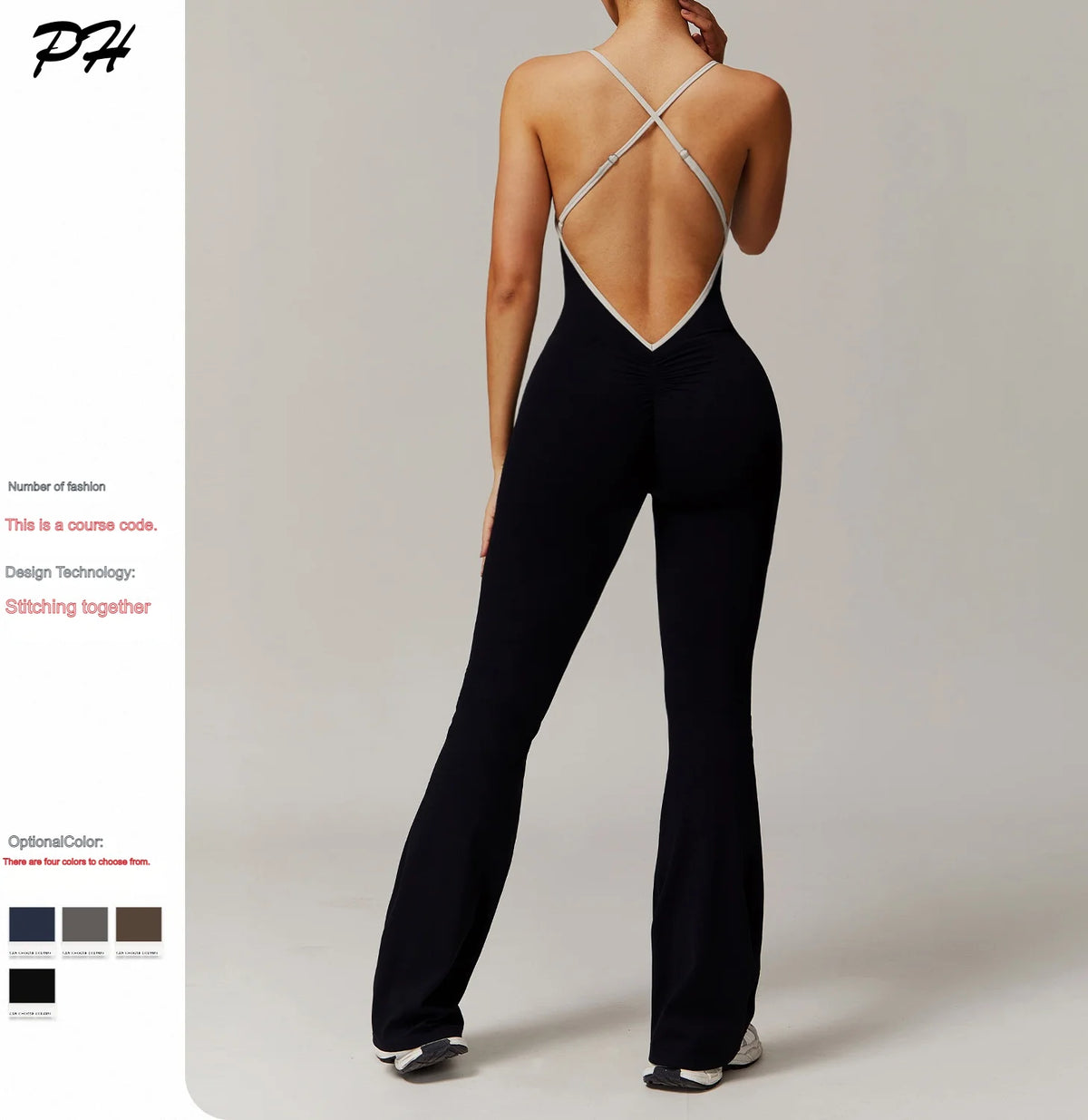 Yoga Set Sexy Backless One-piece Female Rompers Quick Dry Dance Workout Flared Pant Jumpsuit Women Gym Running Training Bodysuit