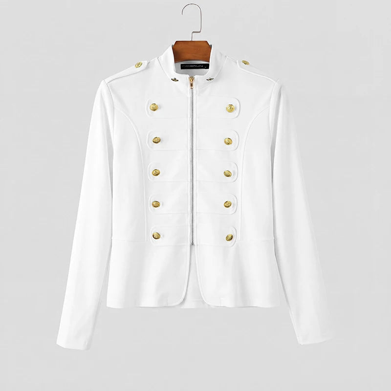 INCERUN Men's Jackets Solid Stand Collar Long Sleeve Double Breasted Male Coats Streetwear Zipper 2026 Fashion Casual Outerwear