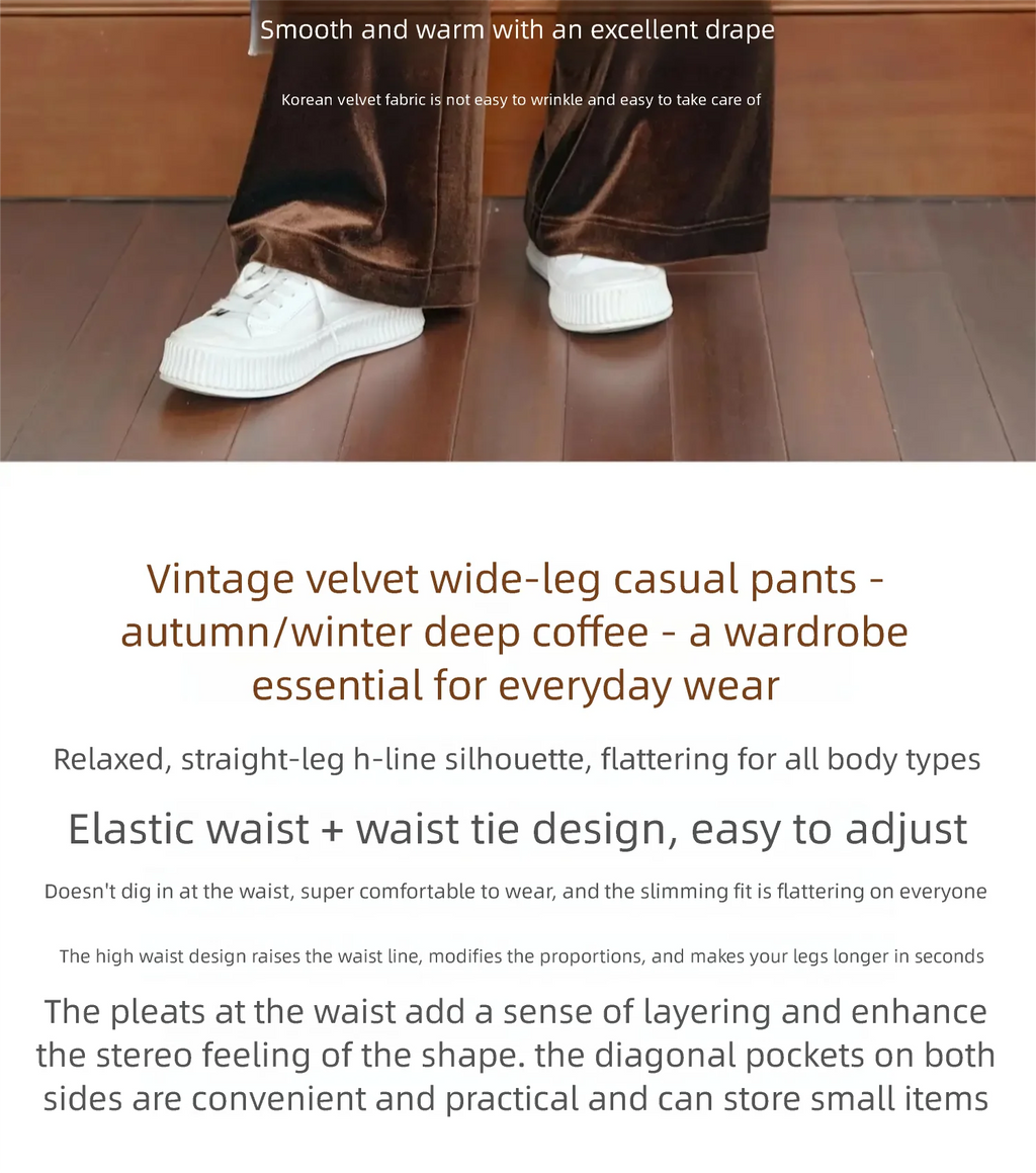 OLrain Velvet Drawstring Baggy Sweatpant Woman 2026 Autumn Casual Retro High Waist Wide Leg Long Pants Women Trousers M56QK85138
