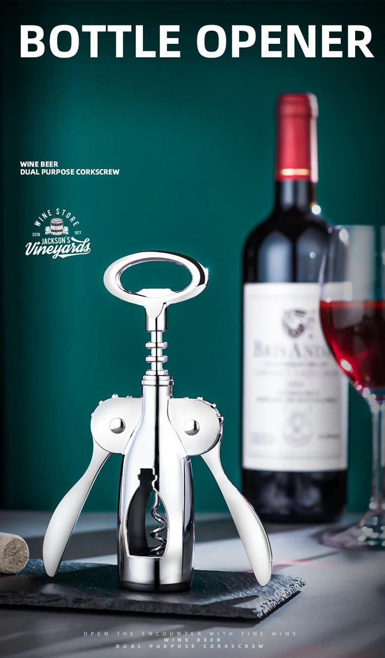 Hand Movement Bottle Opener Classic And Practical Stainless Steel Wine Opener Portable Wine Cork Remover Kitchen Gadgets