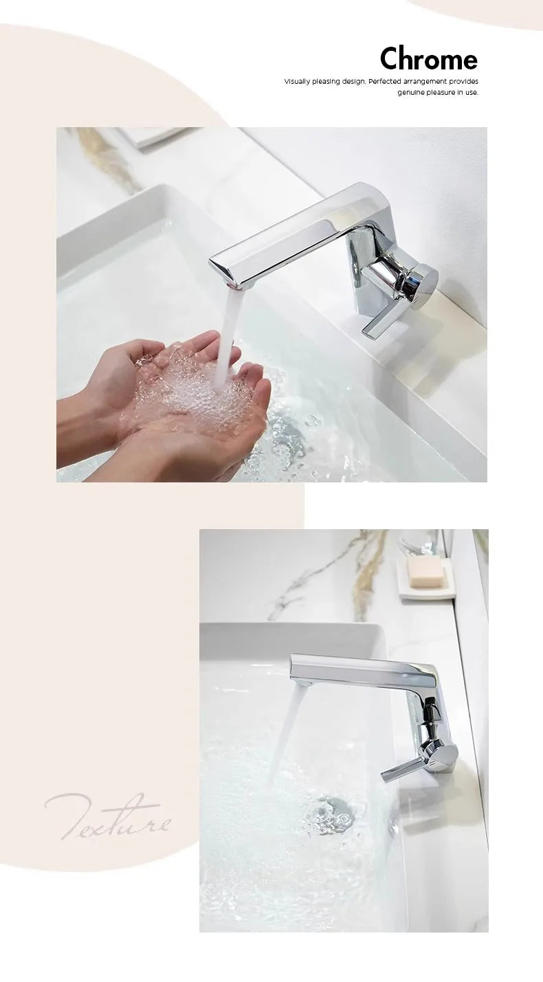 Modern Bathroom Sink Faucet Brass white or brushed gold gray Single Handle Deck Mounted Wash Basin Water Tap Hot And Cold Mixer