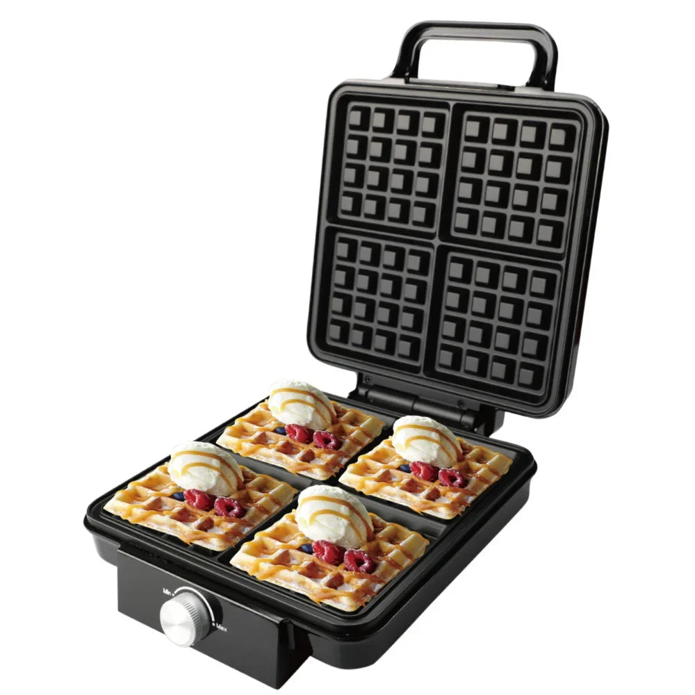 220V Fully Automatic 1500W Double-sided Heating Four-piece Waffle Machine, Breakfast Kitchen Sandwich Machine, Electric Cake Pan