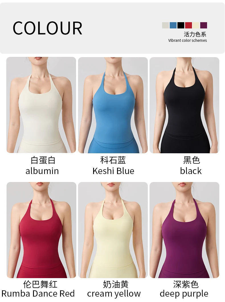 Halter Yoga Vest, Shockproof Running Sports, High-Strength Sports Underwear, Fitness, Pilates Suspender, Beautiful Back