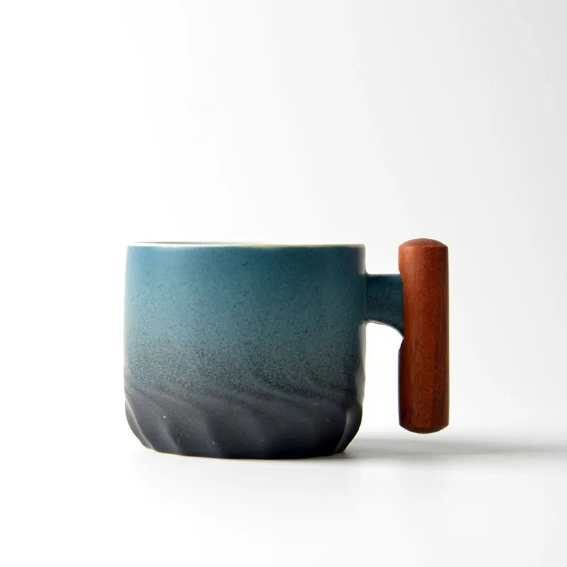Creative Handmade Exquisite Coffee Cup Vintage Coffee Cup With Wooden Handle Mug Cups Mugs Drinkware Kitchen Dining Bar Home