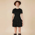 Sexy Slim High Waist Cake Dresses For Women Spring Autumn Winter Solid O-Neck Mini Suede Dress Female Party Short Gown vestido