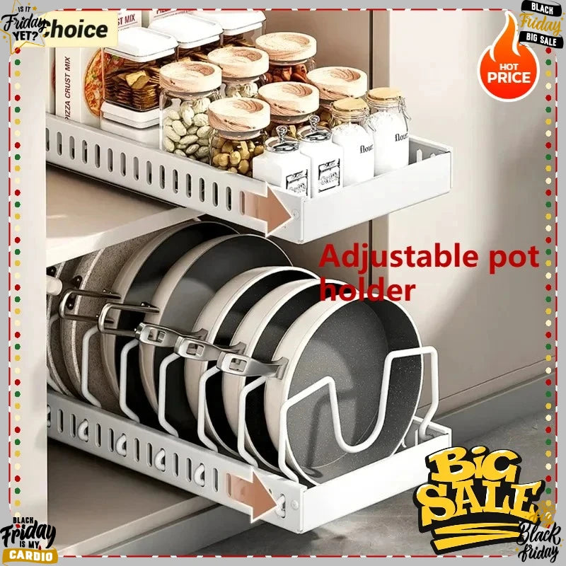 2026 Kitchen Multifunctional Organizer Pull Out for Pots/Pans Sliding Lid Holder Spice Rack & Dish Drying Racks Drawer Organizer