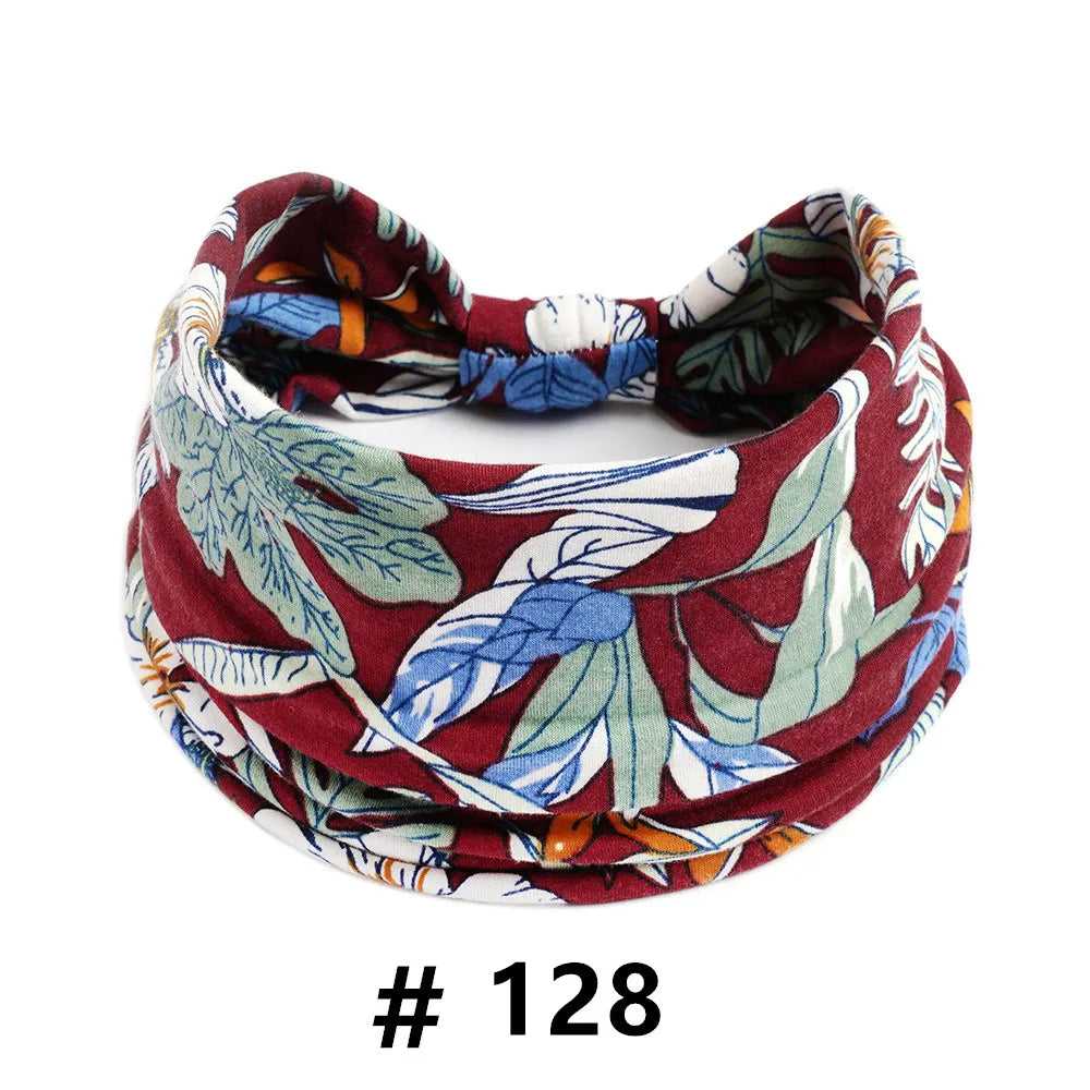 Boho Headbands for Women Cotton Wide Head Bands Stretch Hairband Non Slip Workout Yoga Running Turban Headwrap Hair Accessories