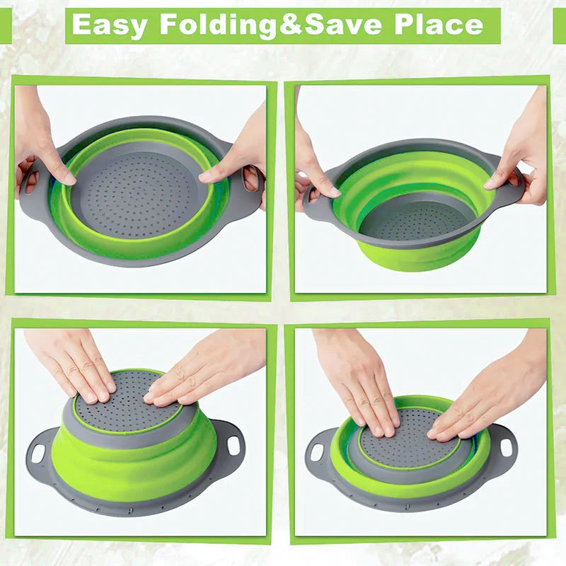 Silicone Vegetable and Fruit Cleaning and Drainage Basket  Cleaning Basket 1PCS Folding Water Filter Net Kitchen Gadgets