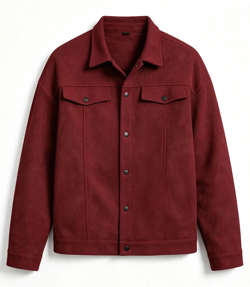 Men Loose Short Shacket Soft Brushed Fabric Autumn Winter Business Daily Casual Fake Decor Chest Flap Lapel Fashion Outer Jacket
