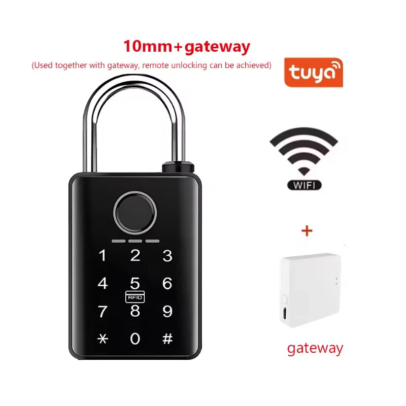 Tuya Smart Door Lock Fingerprint Padlock Password APP Card Key Unlock 7mm 10mm Smart Padlock Waterproof Electronic Lock