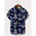 Cat Cartoon Print Shirt] Plus Size 3D Digital Print Cartoon Fun Men's Short Sleeve Button Shirt Fashion Hawaiian Vacation Shirt