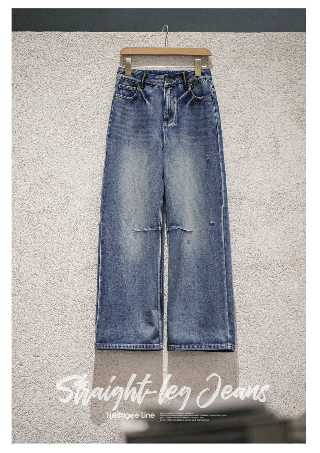 Maden Women's Vintage Low Waist Denim Jeans Heavyweight Washed Casual Long Pants with YKK Zipper for Spring and Autumn