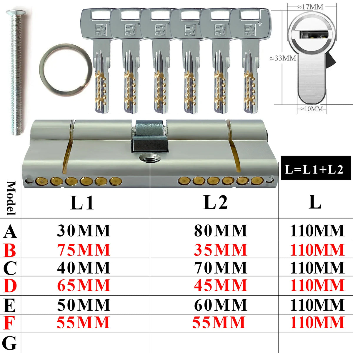Customization: Open all household door locks with the same key. European standard high-quality 11 pin anti-theft lock cylinder