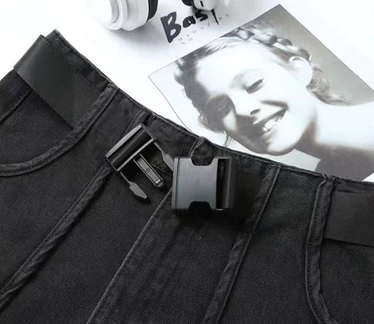 Punk Womens Denim Shorts Cargo Black Biker Short Pants For Women To Wear With Waist Pocket Outdoor Offer High Quality Hot Jeans