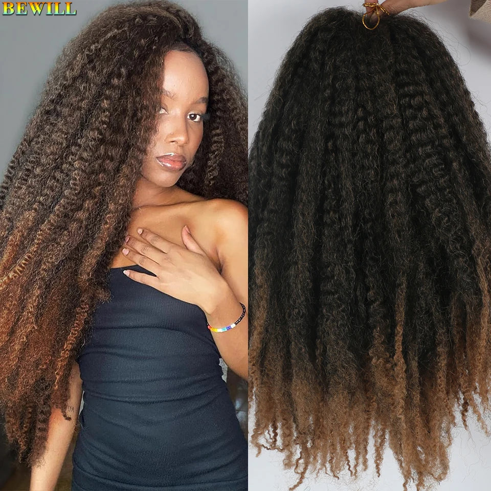 18 Inch 1-6 Packs Marley Twist Crochet Hair Black Brown to Blonde Synthetic Afro Marley Ombre Braiding Hair for Faux Locs Braids