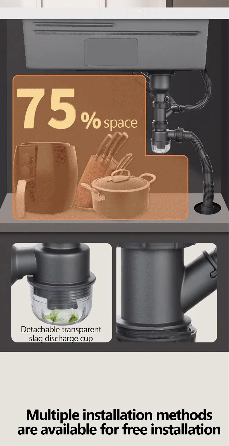 304 Sink Key Digital Display Waterfall Rain Sink Stainless Steel Large Single Trough Hand Basin Washing Dishes Under The Basin