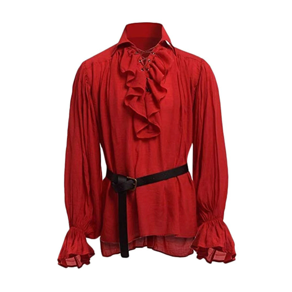 Medieval Mens Renaissance Costume Ruffled Shirts Long Sleeve Lace Up Steampunk Pirate Shirt Cosplay  Stage Costume for Women