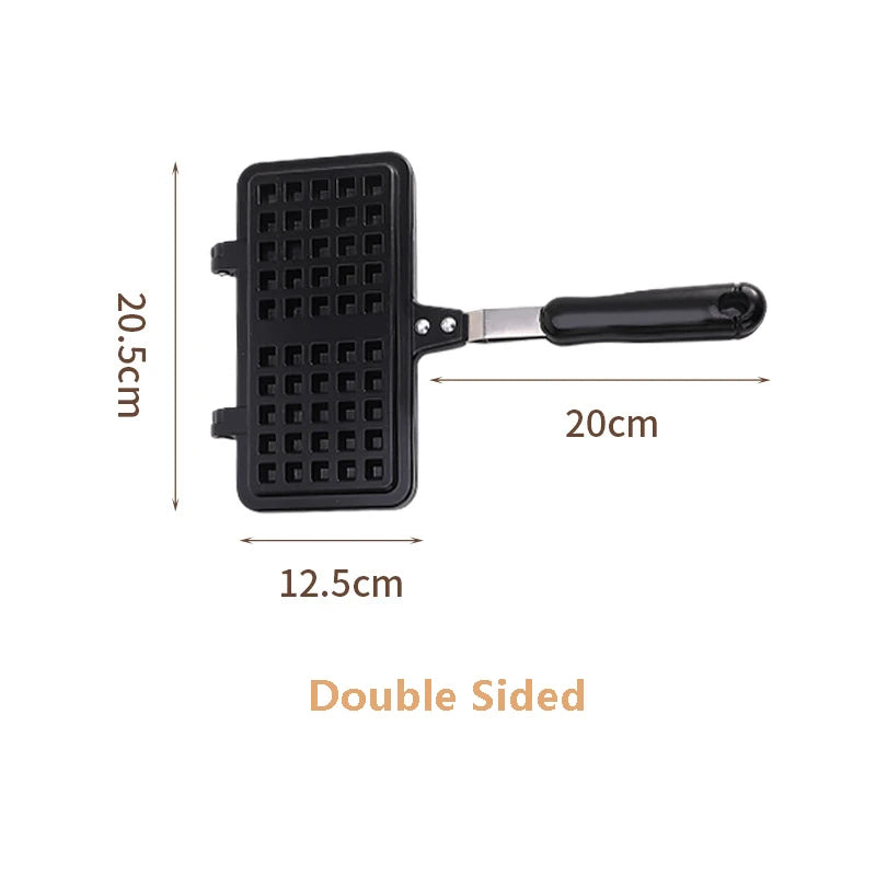 Professional Long Handle Waffle Baking Mold Square Double-Sided Waffle Maker Machine Durable Cast Aluminum Sandwich Maker Baking