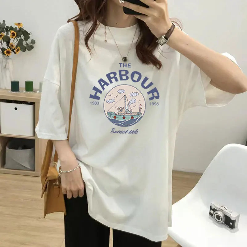 Women's Maternity Postpartum Wear Feeding Clothes Short Sleeved Pregnant Woman Loose Top Maternity Clothes Nursing T-Shirt