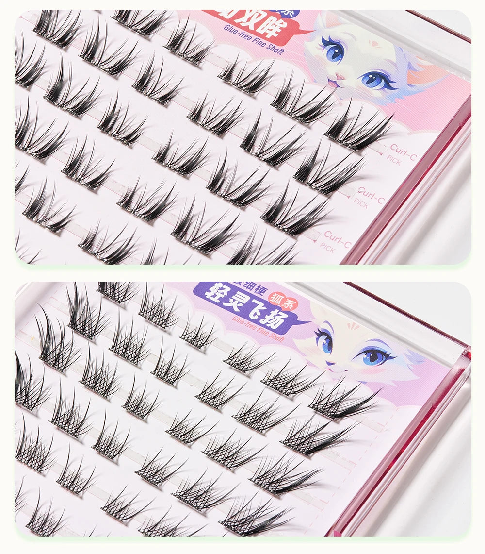 Yelix DIY Clusters Eyelashes Glue-free False Eyelashes Natural Eyelash Manga Lashes Soft False Eyelashes Daily Makeup