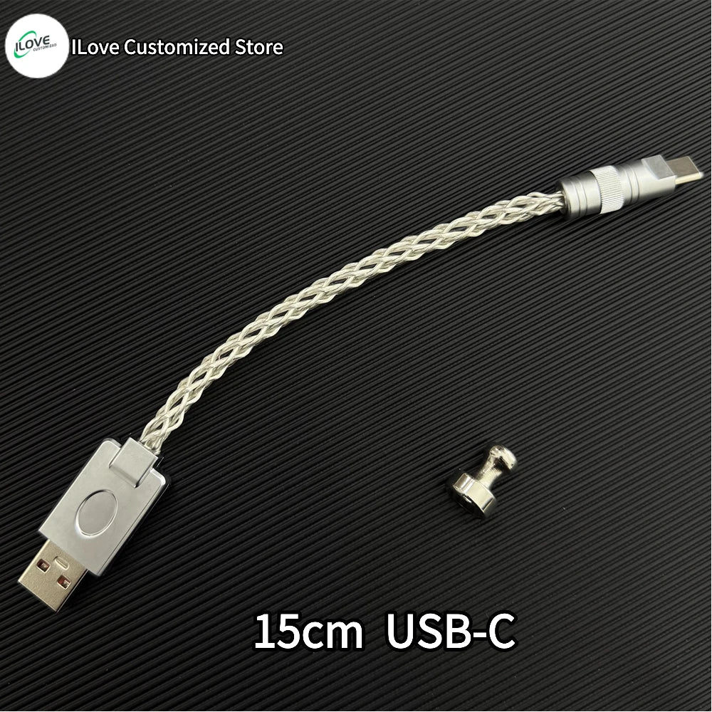 15cm C-C/USB-C Single Crystal Copper Keyboard Cable Supports 8K Magnetic Controllable Lights for HMlab Hub