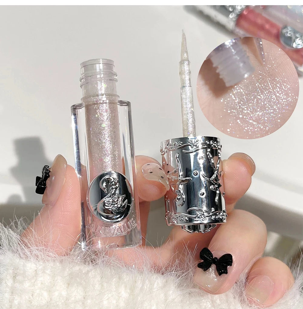 Balletism Glitter Liquid Eyeshadow Pearly Fine Shimmer Long Lasting Sparkling High Gloss Sequin Eye Shadow Lying Silkworm Makeup