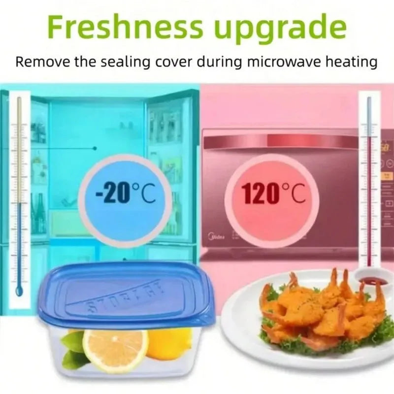 10pcs Stackable & Reusable Transparent Rectangular Food Storage Containers with Lids - Microwave, Refrigerator, and Freezer Safe