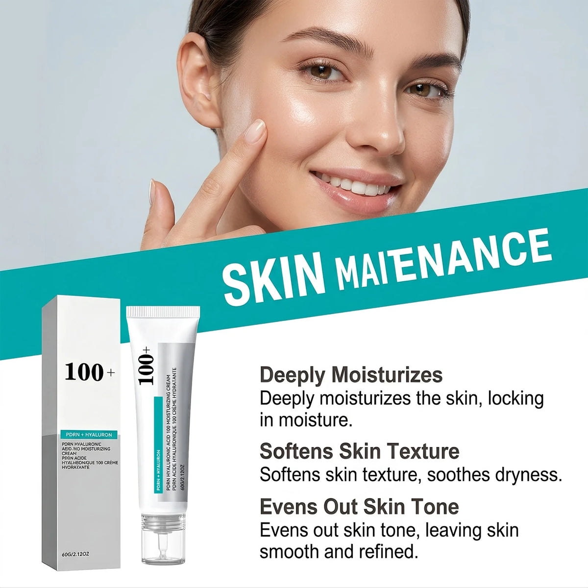 PDRN Hyaluronic Acid 100 Moisturizing Cream,Face Moisturizer With Sodium DNA,Activate Facial Collagen Enhance Skin Elasticity
