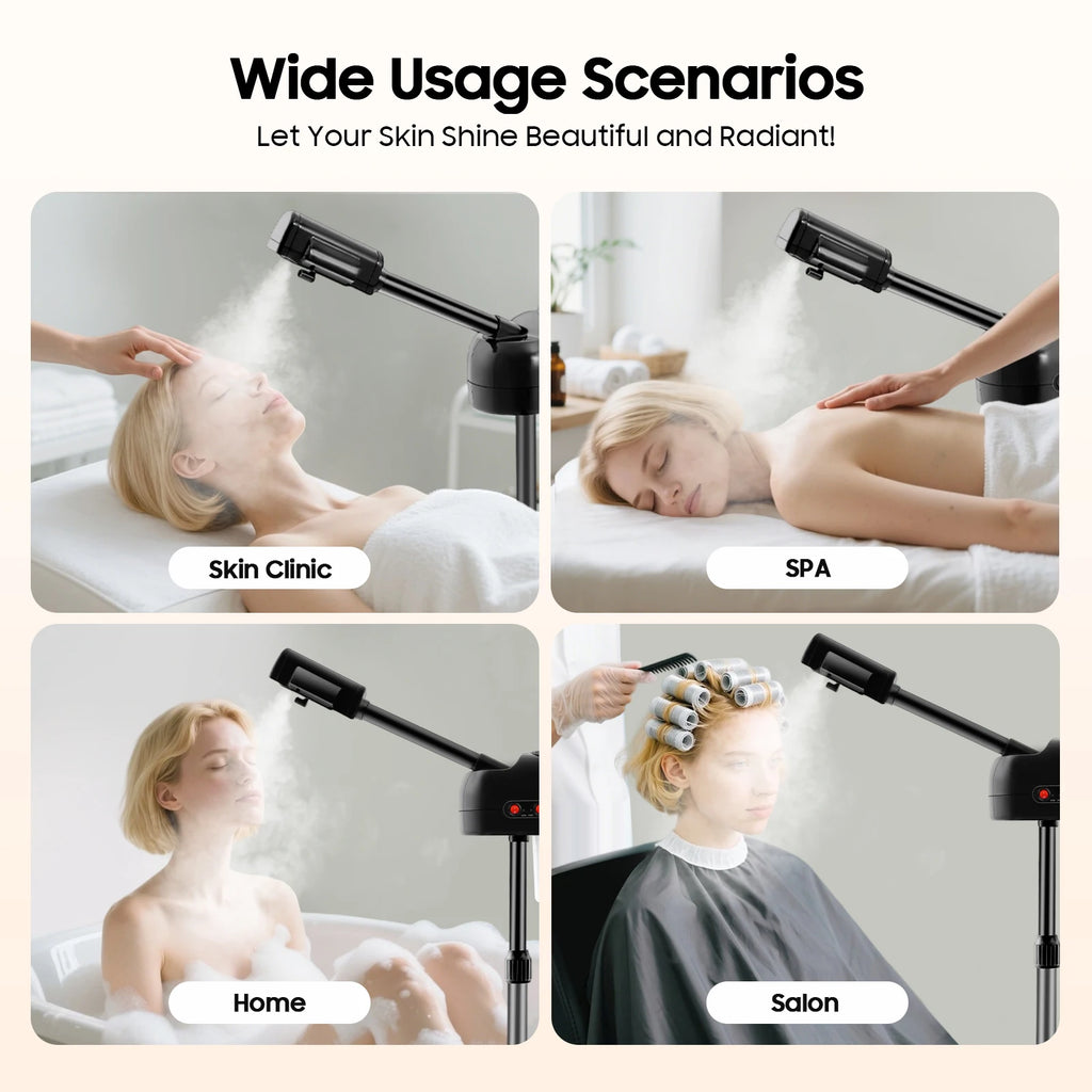 750ml Ozone Facial Steamer Height Adjustable Sprayer 360° Rotatable Movable Skin Care Equipment for Salon Beauty Spa White/Black