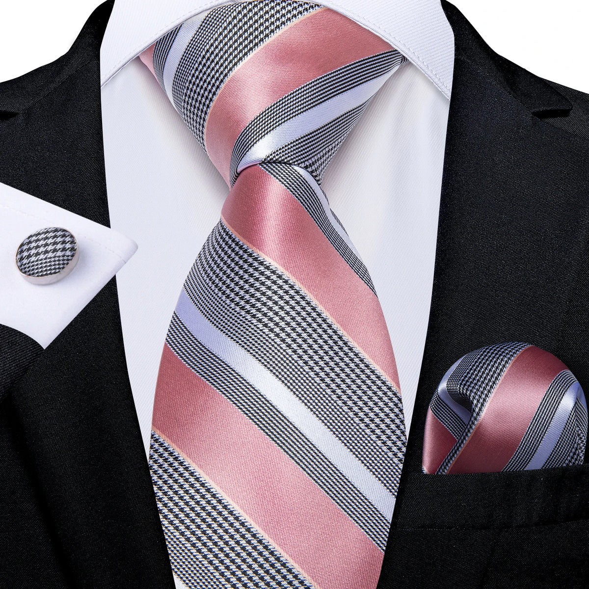 8cm Men's Polyester Ties Pocket Square Cufflinks Green Gold Paisley Wedding Party Accessories Necktie Gift