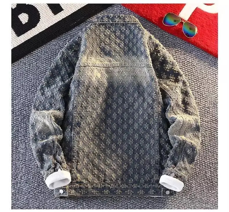 Sequin Denim Jacket Men's Luxury Streetwear Shiny Cowboy Coats Loose Casual Single-breasted Long Sleeve Spring Autumn Jacket