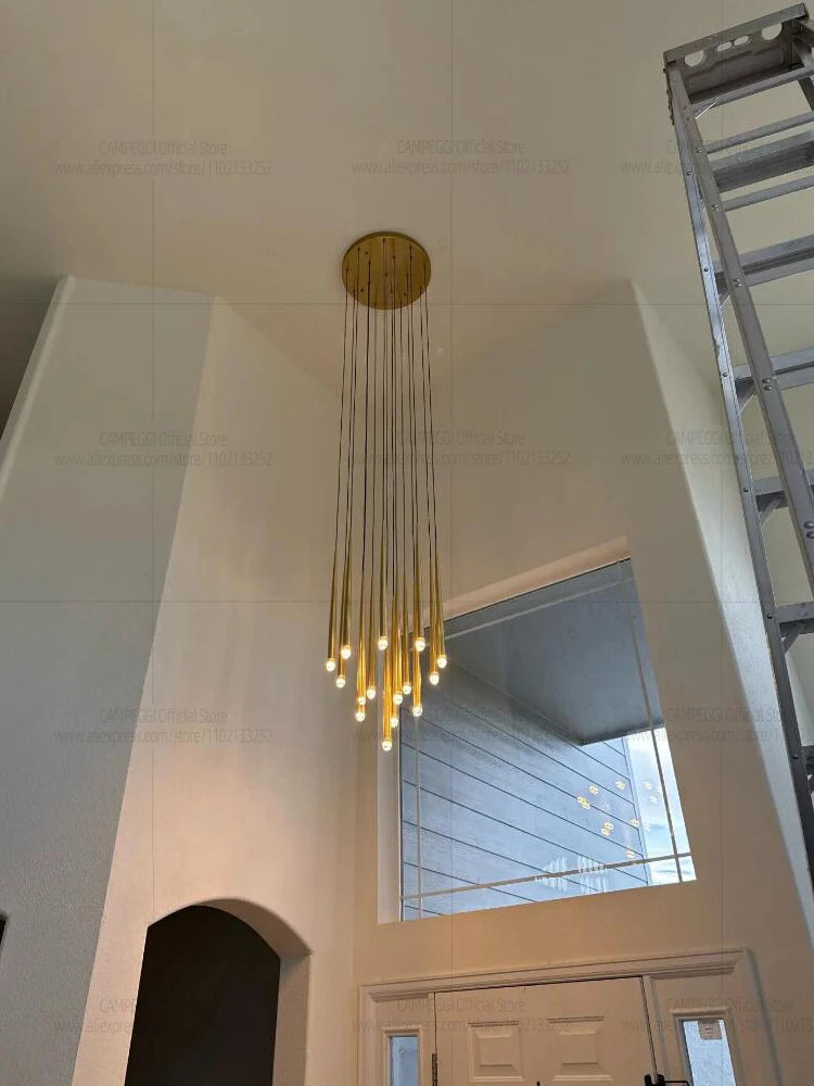 Modern LED Living Room Long Pendent Lamp Attic Light Indoor Lighting Villa Staircase Chandelier Dining Room Ceiling Lamp