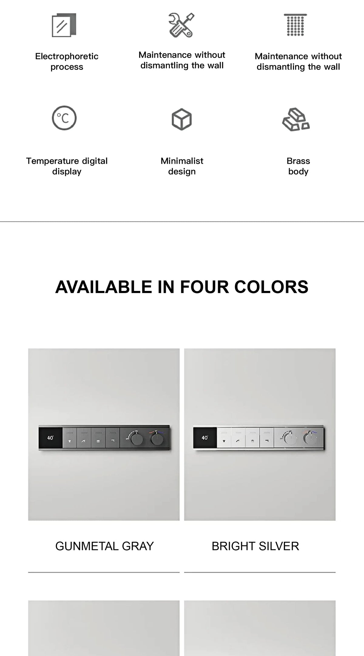 Luxury Bathroom Ceiling Embedded Rain Shower Head LED Digital Display Thermostatic Mixer Hot Cold Water Rainfall Shower System