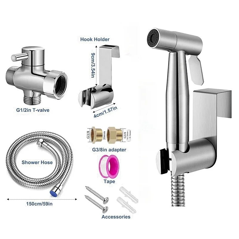 Handheld bidet spray kit with 3-way valve(G1/2 "-3/8")·used for toilet cleaning and personal hygiene