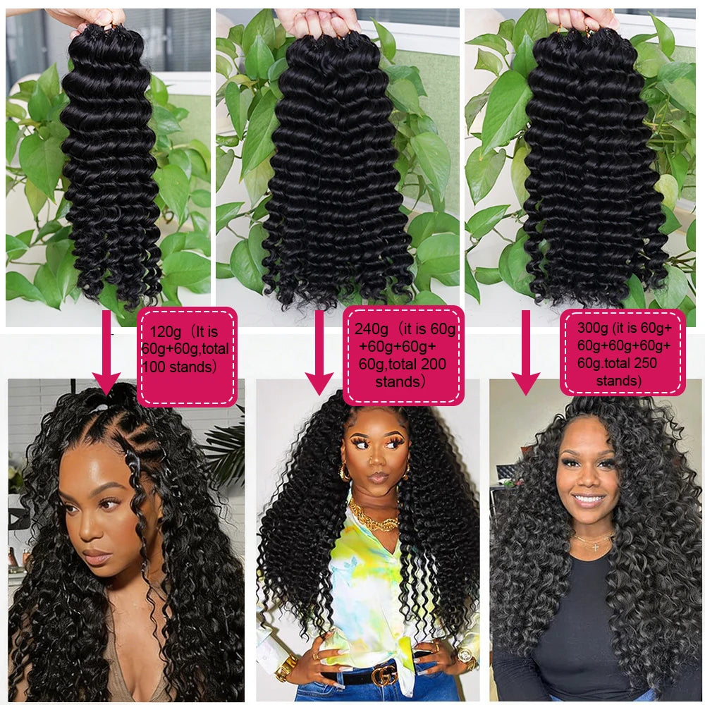 Deep Wave Crochet Hair Extensions – Multiple Colors & Pack Sizes
