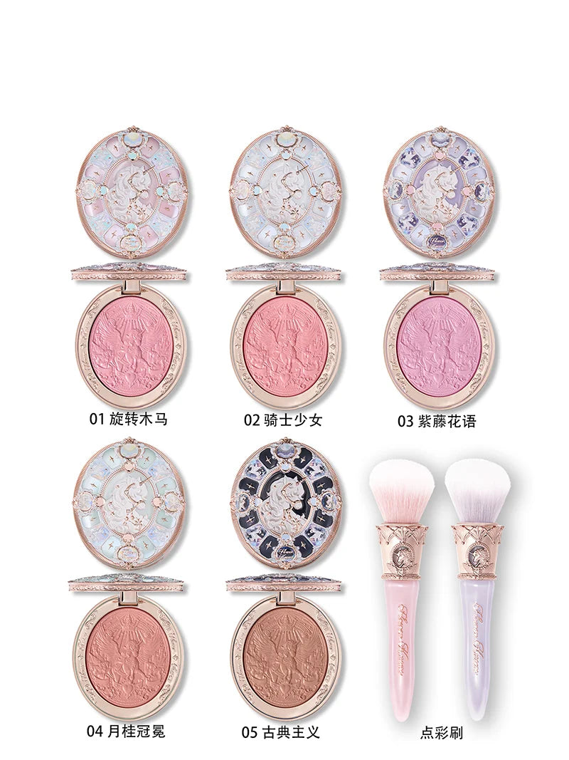 Flower Knows Knight Unicorn Makeup 5pcs Gift Set Lipstick Blush Cloud Setting Powder Lipliner Eyeshadow,Cosmetics Kit Maquillage