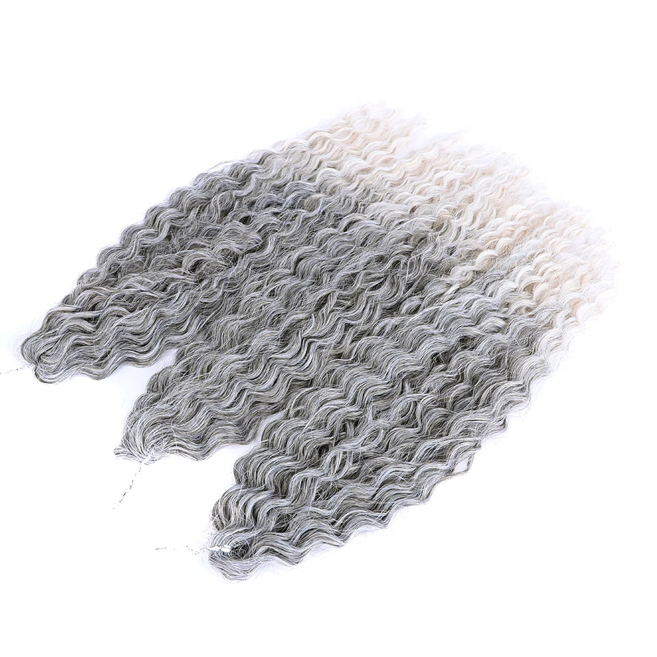 FASHION IDOL 24 Inch Ariel Hair Synthetic Crochet Curly Hair Water Wave Braid Hair Ombre Pink Deep Wave Braiding Hair Extensions