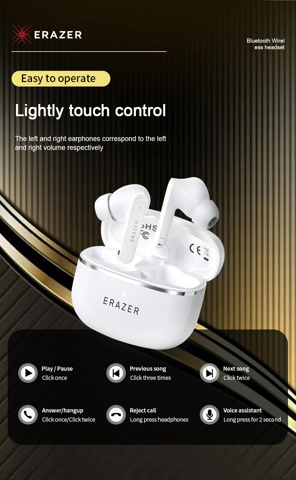 Lenovo True Wireless Bluetooth Earphone In-ear Earbuds HIFI Stereo for Sports BT 5.4 Noise Reduction Mini Headphone HT83