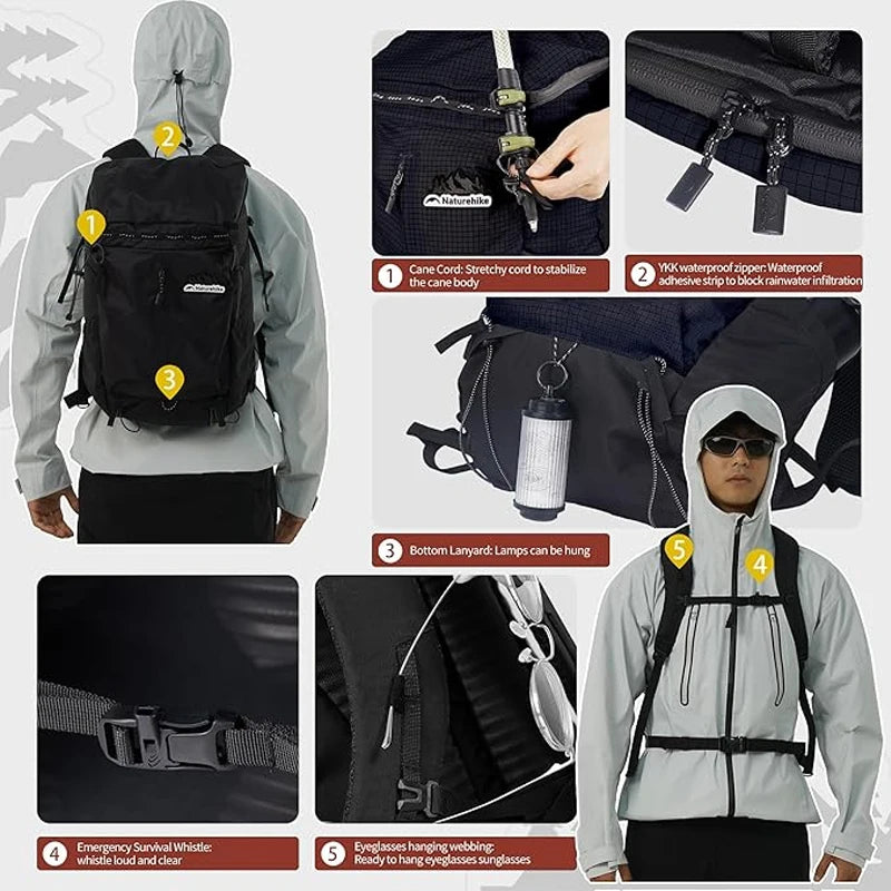 Naturehike Backpack Man Women 25L 30L Large Capacity Shoulder Bag Outdoor Climbing Hiking Portable Lightweight Waterproof Bag